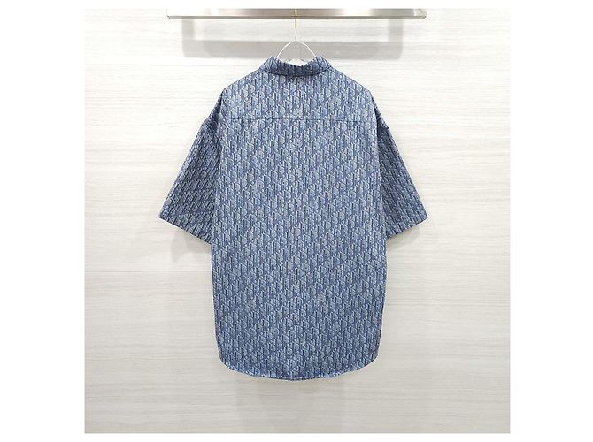 Dior Camicia a maniche corte Oblique Blue Cotton Blend - vista 7