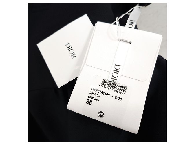 Dior Abito aderente con bottoni in lana e seta nera - vista 14