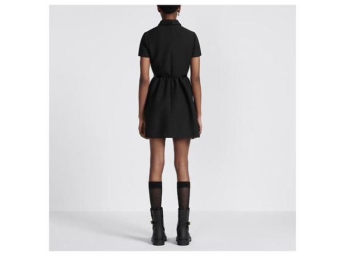 Dior Abito aderente con bottoni in lana e seta nera - vista 8