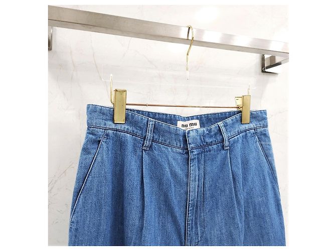 Miu Miu Pantalones de denim chambray azul clásico - vista 11