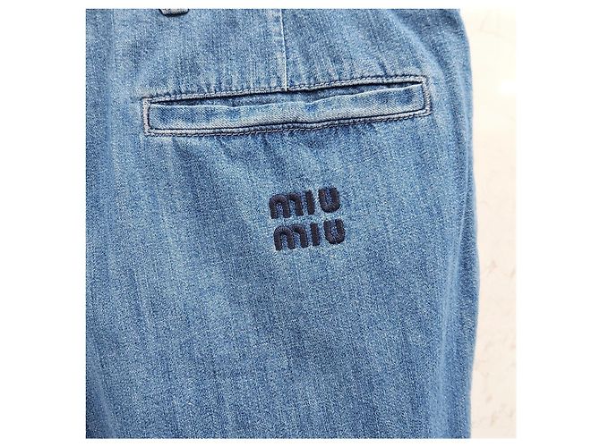Miu Miu Pantalones de denim chambray azul clásico - vista 12