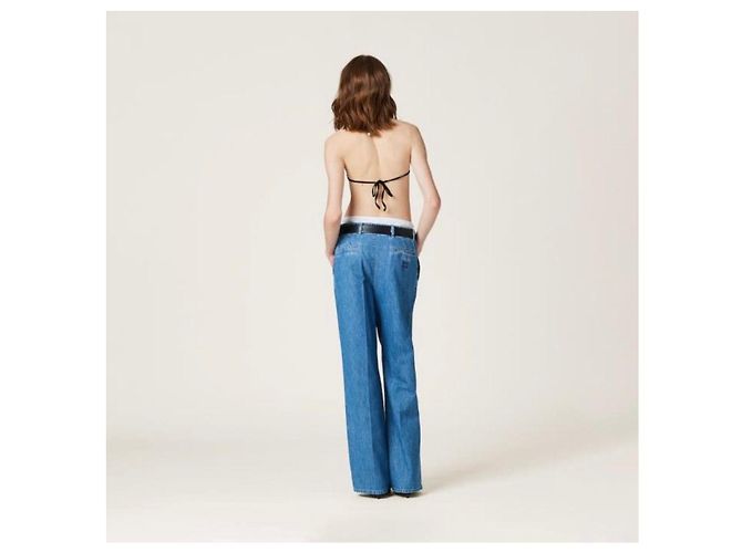 Miu Miu Pantalones de denim chambray azul clásico - vista 15