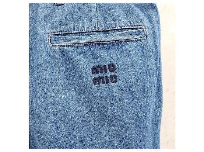 Miu Miu Pantalones de denim chambray azul clásico - vista 4