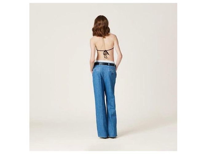 Miu Miu Pantalones de denim chambray azul clásico - vista 7