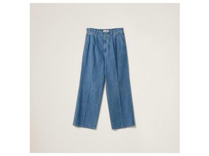 Miu Miu Pantalones de denim chambray azul clásico - vista 8