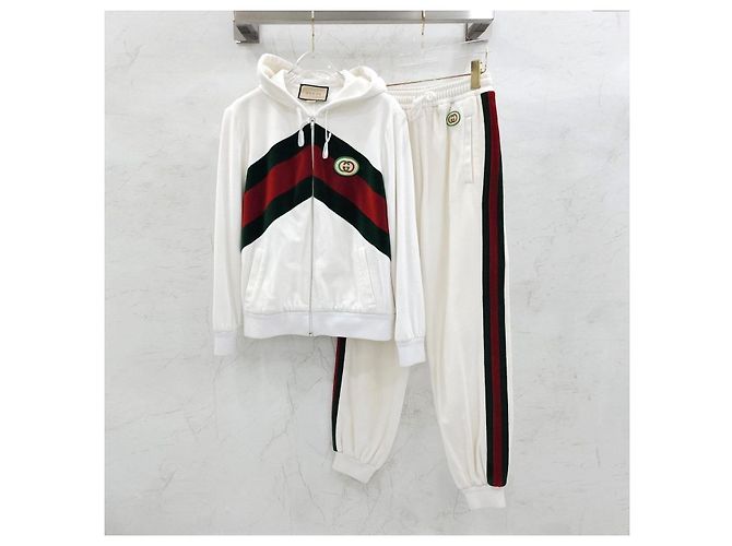 Gucci White Chevron Web Baumwoll-Jogginghose XS - Ansicht 10