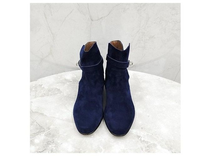 Hermès Botas Kelly de ante azul marino - vista 2