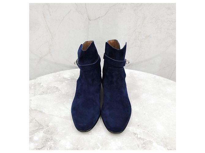 Hermès Botas Kelly de ante azul marino - vista 8