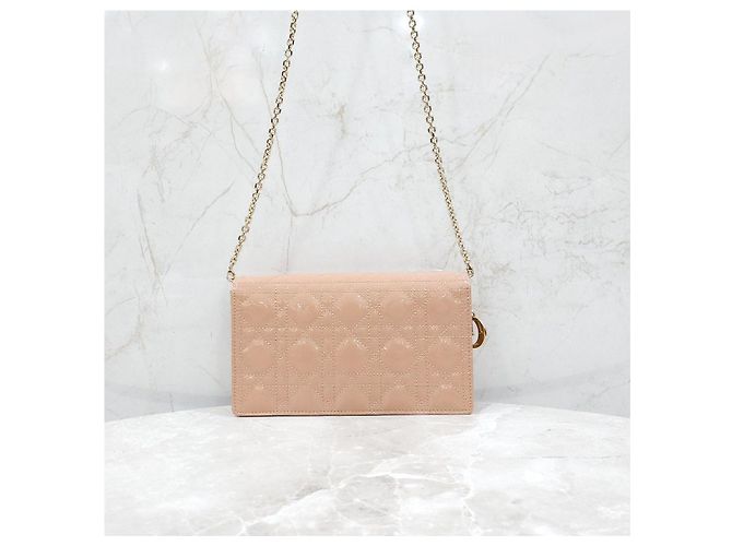 Dior Borsa a tracolla Lady Chain Pouch in cannage vernice - vista 12
