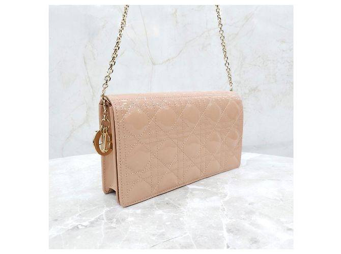 Dior Borsa a tracolla Lady Chain Pouch in cannage vernice - vista 13