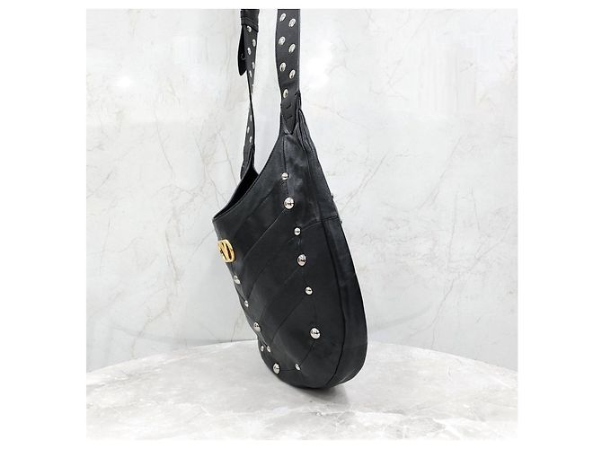Valentino Borsa hobo in pelle nappa con borchie Chevron - vista 12