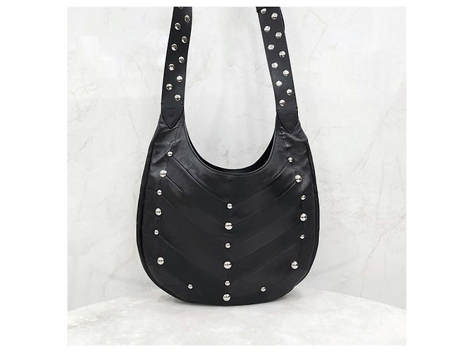 Valentino Borsa hobo in pelle nappa con borchie Chevron - vista 13