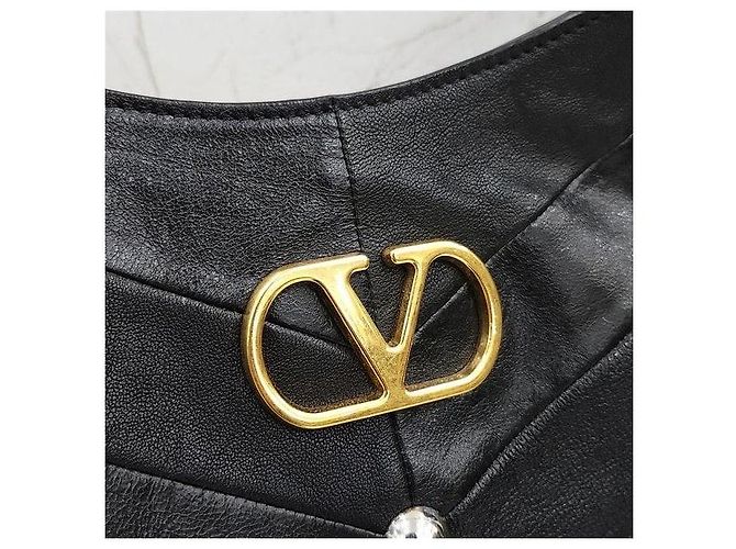 Valentino Borsa hobo in pelle nappa con borchie Chevron - vista 4