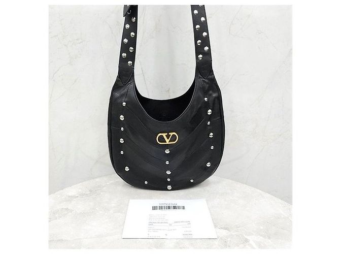 Valentino Borsa hobo in pelle nappa con borchie Chevron - vista 8