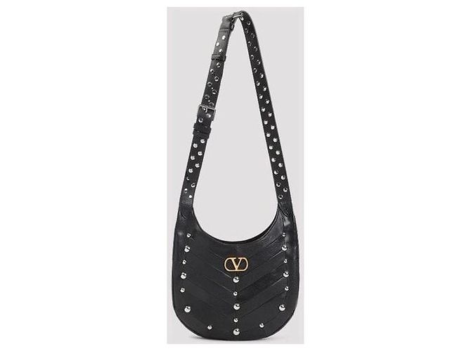 Valentino Borsa hobo in pelle nappa con borchie Chevron - vista 9