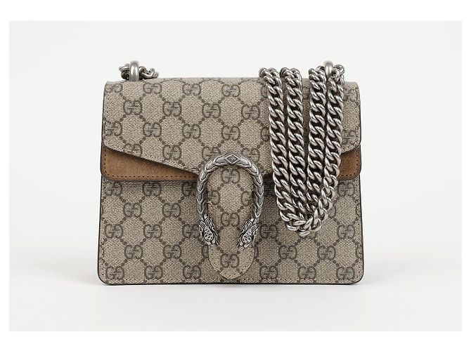 Gucci Borsa a tracolla Mini GG Supreme Canvas Dionysus Beige Suede - vista 2