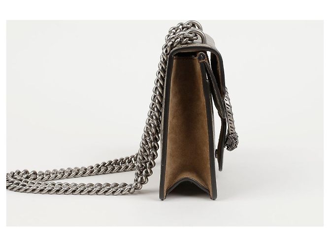 Gucci Borsa a tracolla Mini GG Supreme Canvas Dionysus Beige Suede - vista 4