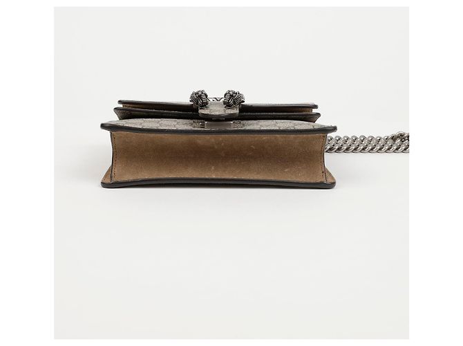 Gucci Borsa a tracolla Mini GG Supreme Canvas Dionysus Beige Suede - vista 5