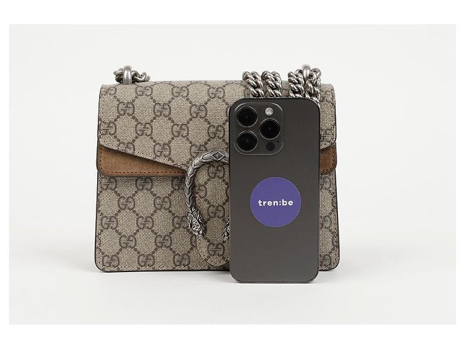 Gucci Borsa a tracolla Mini GG Supreme Canvas Dionysus Beige Suede - vista 9