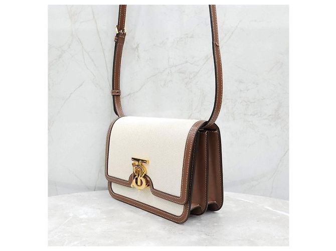 Borsa a tracolla Burberry in tela marrone - vista 10