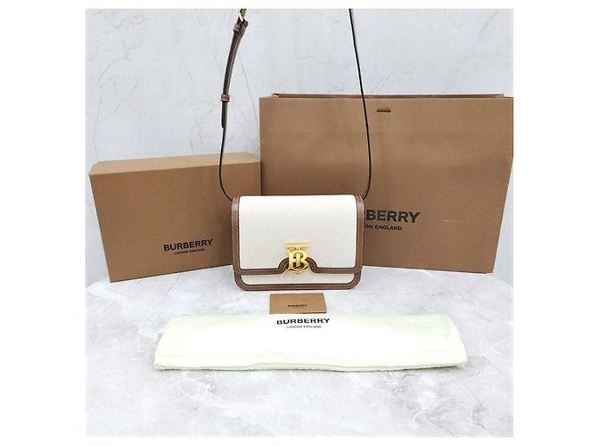 Borsa a tracolla Burberry in tela marrone - vista 8