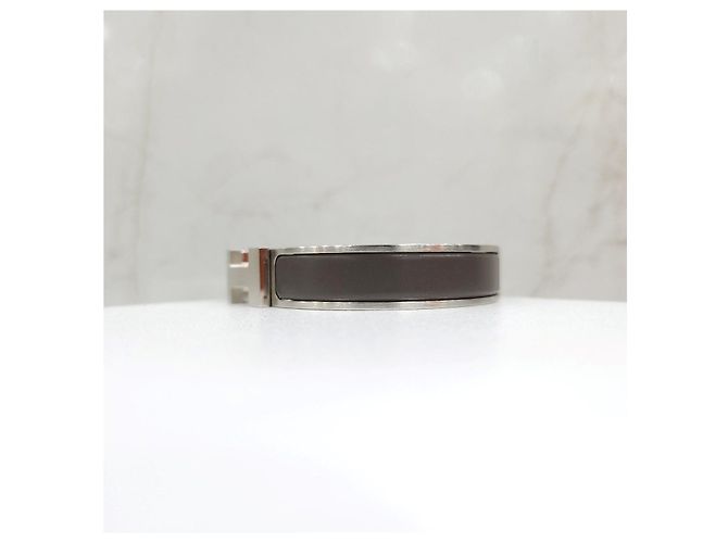 Hermès Pulseira Click Prata Mate - vista 10