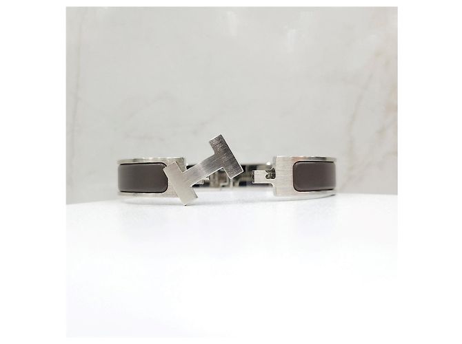 Hermès Pulseira Click Prata Mate - vista 12
