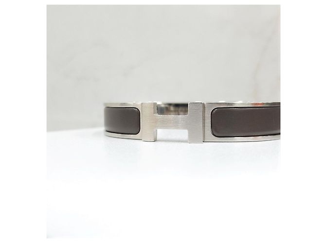 Hermès Pulseira Click Prata Mate - vista 13