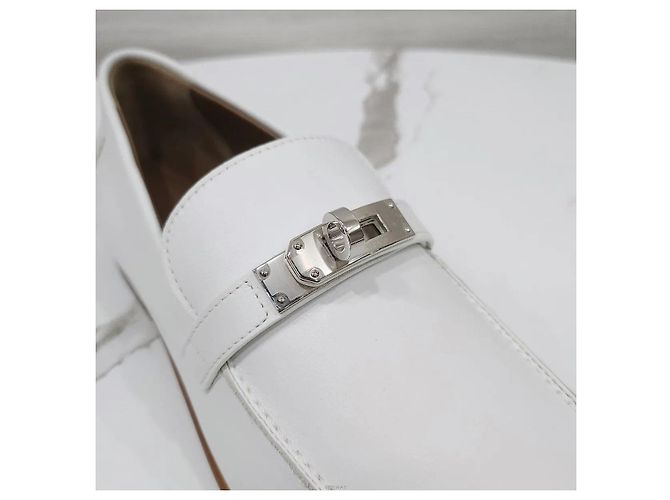Hermès Mocassino Destin Blanc Silver - vista 5