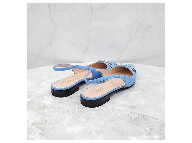 Gucci Blaue Slingback-Flats mit Pferdebit - Ansicht 12