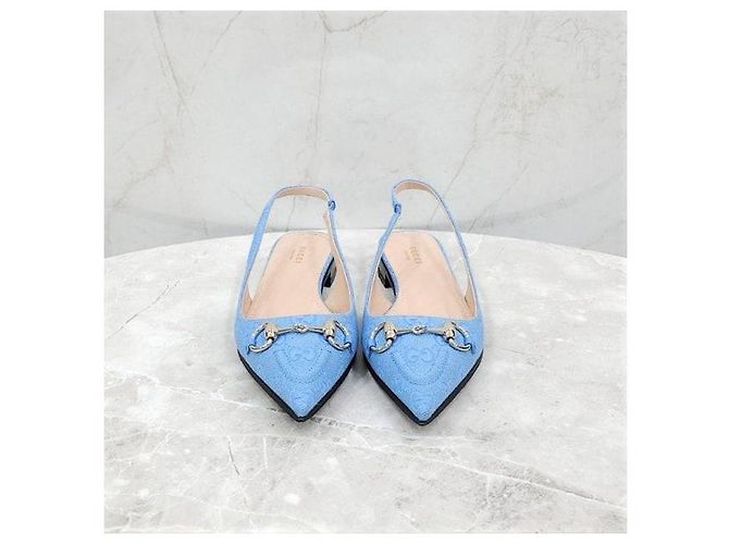 Gucci Blaue Slingback-Flats mit Pferdebit - Ansicht 2