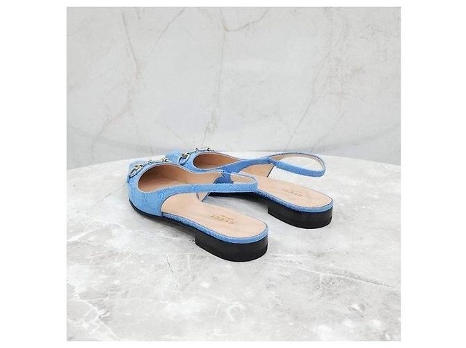 Gucci Blaue Slingback-Flats mit Pferdebit - Ansicht 4