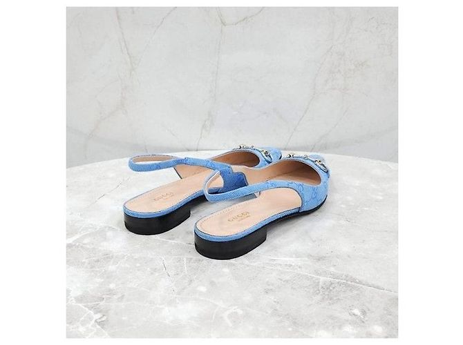 Gucci Blaue Slingback-Flats mit Pferdebit - Ansicht 5