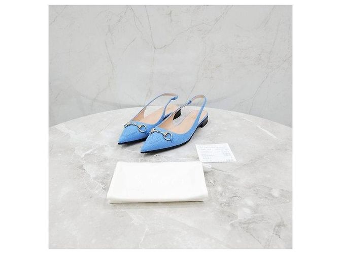 Gucci Blaue Slingback-Flats mit Pferdebit - Ansicht 6