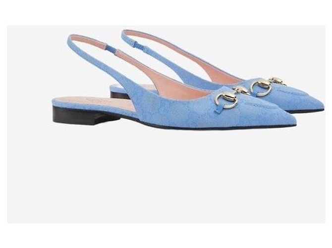 Gucci Blaue Slingback-Flats mit Pferdebit - Ansicht 7
