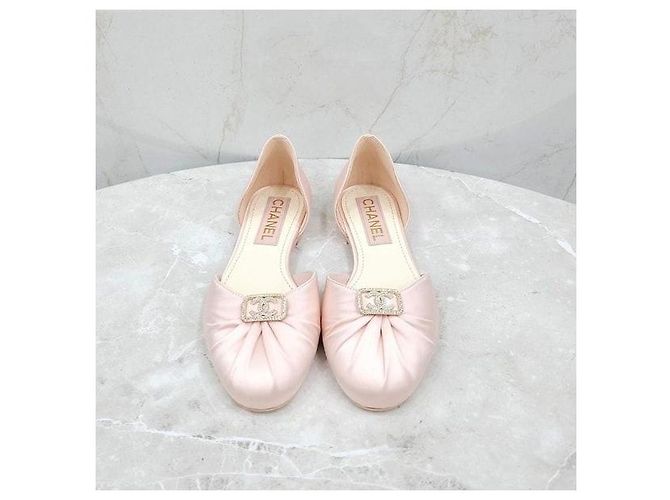 Chanel Ballerine piatte in seta rosa - vista 2