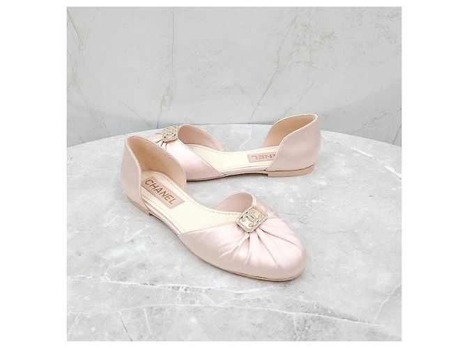 Chanel Ballerine piatte in seta rosa - vista 3