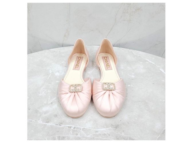 Chanel Ballerine piatte in seta rosa - vista 9