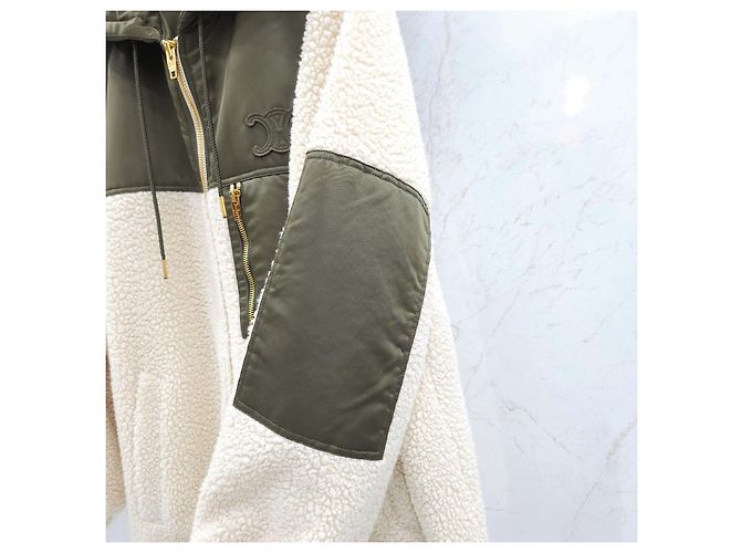 Céline Fleece Fur Effect Cashmere Jacket Khaki - view 15