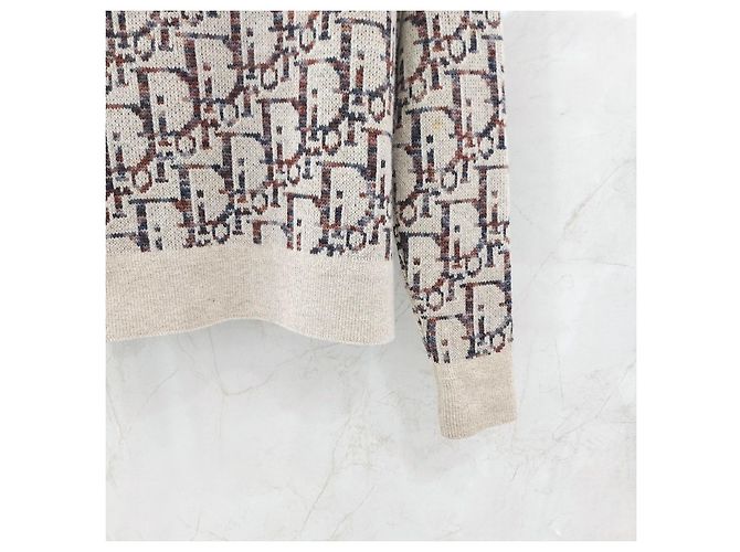Dior Beiger Oblique Jacquard Strickpullover - Ansicht 10