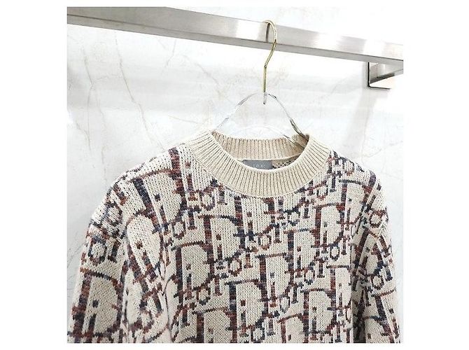 Dior Beiger Oblique Jacquard Strickpullover - Ansicht 3