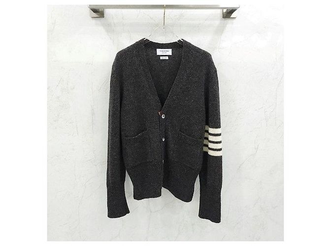 Thom Browne Cardigan aus Shetland-Wolle in Charcoal - Ansicht 2