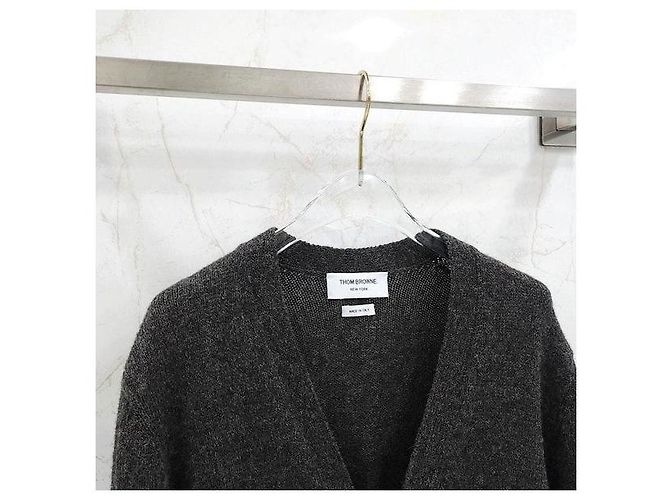 Thom Browne Cardigan aus Shetland-Wolle in Charcoal - Ansicht 7