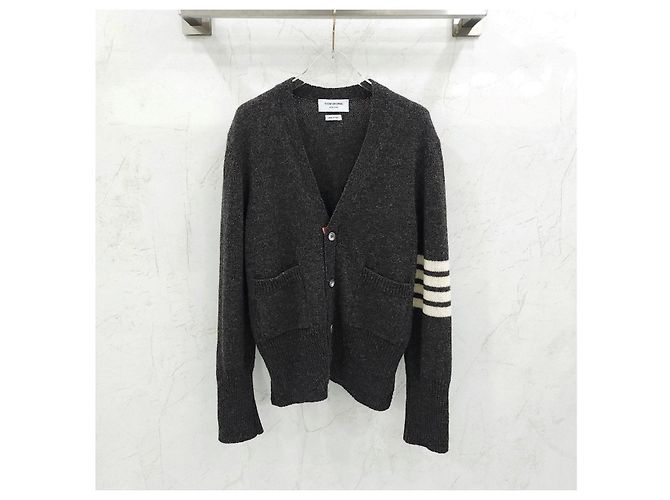 Thom Browne Cardigan aus Shetland-Wolle in Charcoal - Ansicht 8