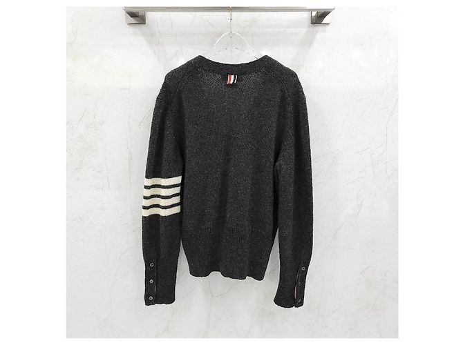 Thom Browne Cardigan aus Shetland-Wolle in Charcoal - Ansicht 9