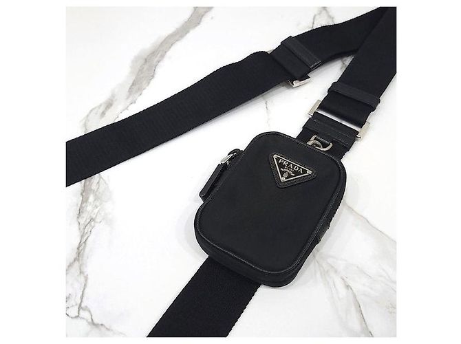 Prada Borsa a tracolla pouch in nylon con logo Triangle - vista 5