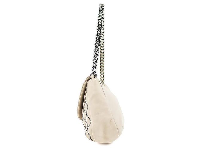 Chanel Borsa a tracolla beige con patta e cuciture - vista 2