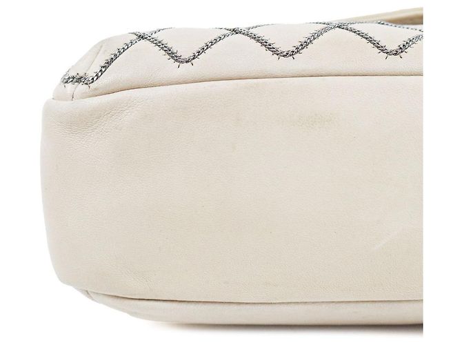 Chanel Borsa a tracolla beige con patta e cuciture - vista 7