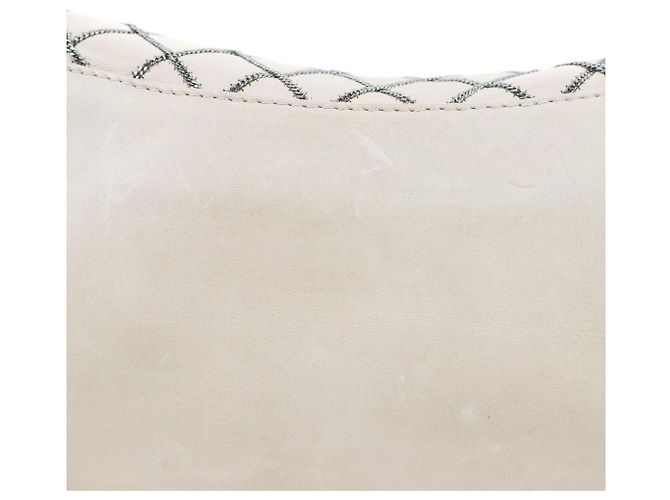 Chanel Borsa a tracolla beige con patta e cuciture - vista 8