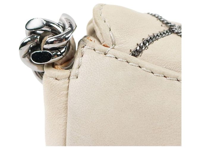 Chanel Borsa a tracolla beige con patta e cuciture - vista 9